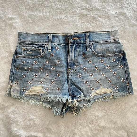 Abercrombie & Fitch Pants - Abercrombie & Fitch Very Short Booty Denim Short with Stone decor Medium Wash